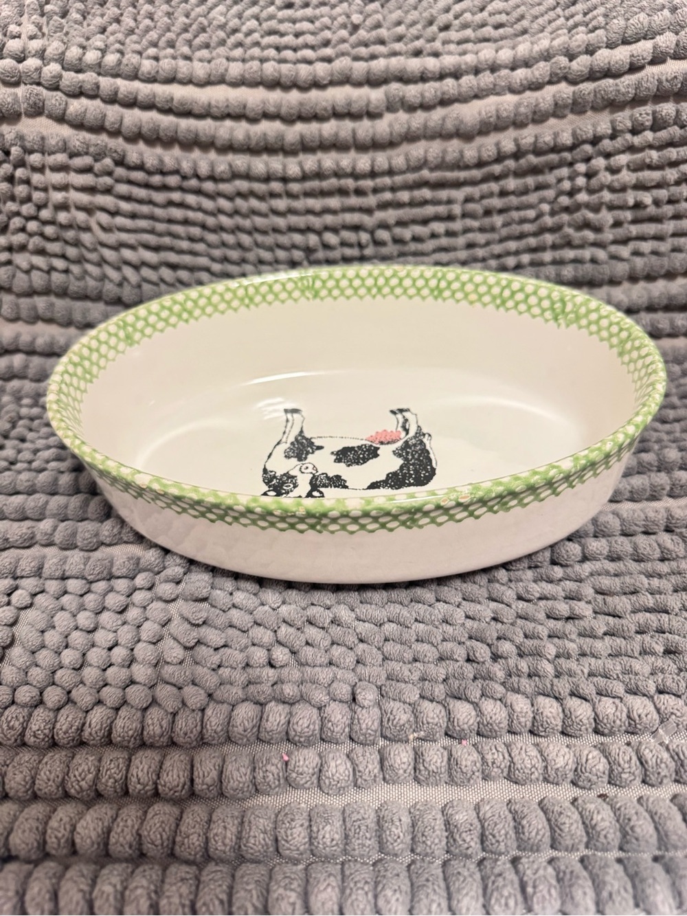 Vintage Teamson Folk Craft Cow Oval Stoneware Dish | Farmhouse Serving Bowl - Picture 6 of 8